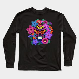 Sugar Skull Flower Wreath | Cherie's Art (c)2020 Long Sleeve T-Shirt